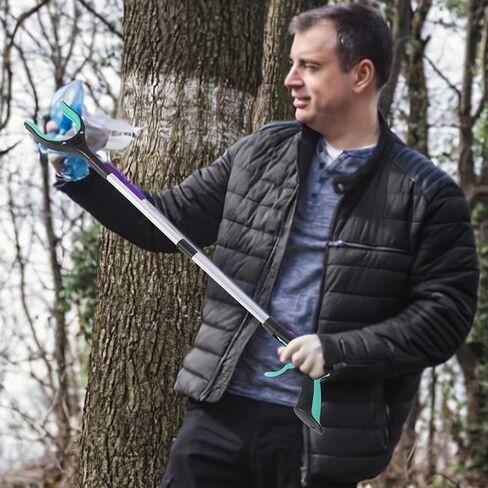 INOOMP Foldable Trash Picker Grabber Tool, Lightweight Reusable Garbage Clamp with Long Reach, Portable Green Trash Pickup Tool for Outdoor Cleaning and Sanitation in Kuwait
