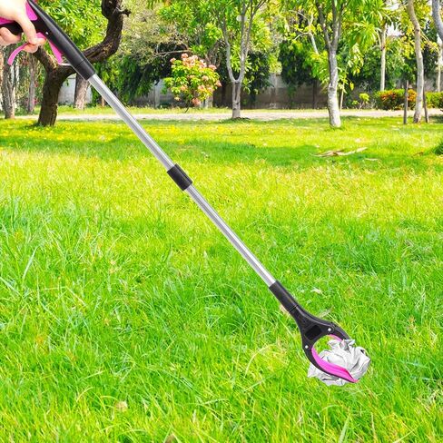 Zerodeko Foldable Garbage Picker Grabber Tool Portable Trash Clamp Litter Picker with Quick Clamps for Outdoor and Home Cleaning in Purple in Kuwait