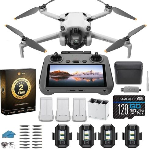 طائرة بدون طيار DJI Mini 4 Pro Fly More Combo مع وحدة تحكم RC 2 (مع شاشة) طائرة بدون طيار قابلة للطي مع فيديو 4K، أقل من 249 جرام، حزمة 3 بطاريات استشعار الرؤية مع بطاقة ذاكرة 128 جيجابايت، ضمان لمدة عامين in Kuwait
