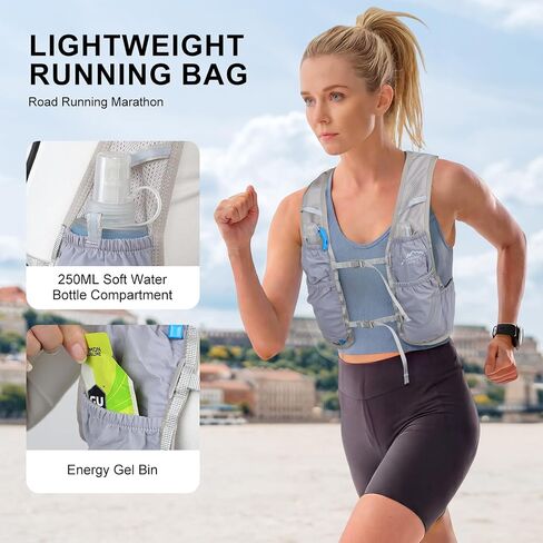 حقيبة ظهر INOXTO Hydration Vest، حزمة سترة جري مائية خفيفة الوزن مع 250 زجاجة Daypack للمشي لمسافات طويلة والجري وركوب الدراجات وسباق الماراثون للنساء والرجال in Kuwait