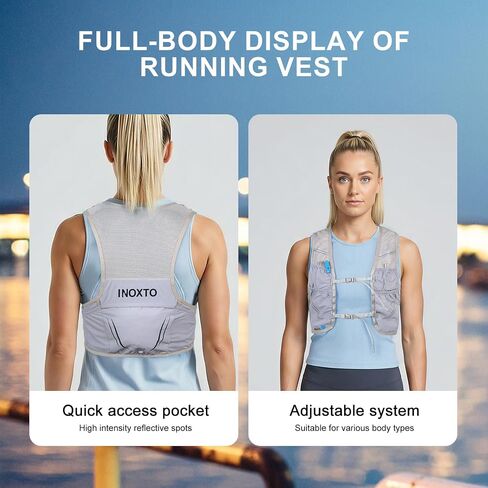 حقيبة ظهر INOXTO Hydration Vest، حزمة سترة جري مائية خفيفة الوزن مع 250 زجاجة Daypack للمشي لمسافات طويلة والجري وركوب الدراجات وسباق الماراثون للنساء والرجال in Kuwait
