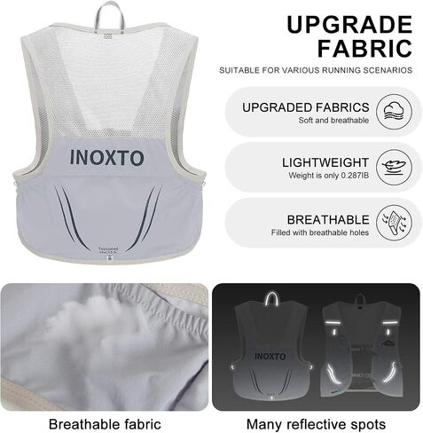 حقيبة ظهر INOXTO Hydration Vest، حزمة سترة جري مائية خفيفة الوزن مع 250 زجاجة Daypack للمشي لمسافات طويلة والجري وركوب الدراجات وسباق الماراثون للنساء والرجال in Kuwait