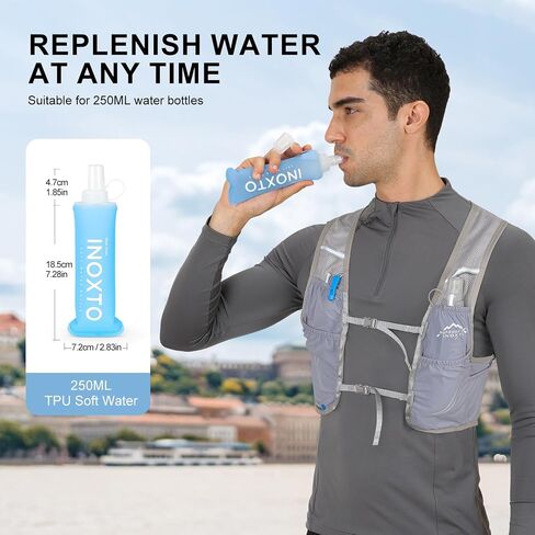 حقيبة ظهر INOXTO Hydration Vest، حزمة سترة جري مائية خفيفة الوزن مع 250 زجاجة Daypack للمشي لمسافات طويلة والجري وركوب الدراجات وسباق الماراثون للنساء والرجال in Kuwait