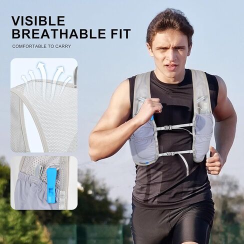 حقيبة ظهر INOXTO Hydration Vest، حزمة سترة جري مائية خفيفة الوزن مع 250 زجاجة Daypack للمشي لمسافات طويلة والجري وركوب الدراجات وسباق الماراثون للنساء والرجال in Kuwait