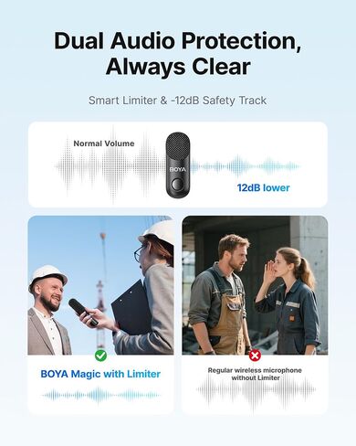 ميكروفونات BOYA Magic اللاسلكية الصغيرة لأجهزة iPhone 15-16/Android، 4 ميكروفونات في 1، خفيفة الوزن 7 جرام، تقليل الضوضاء بالذكاء الاصطناعي، 48 كيلو هرتز/24 بت، التحكم في التطبيق، نطاق 328 قدمًا، ميكروفون للتسجيل in Kuwait