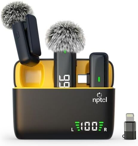 ميكروفون لاسلكي NPTCL لهاتف iPhone Android وSefie Light للهاتف، مجموعة أدوات إنشاء المحتوى للبث المباشر لمدونات الفيديو in Kuwait
