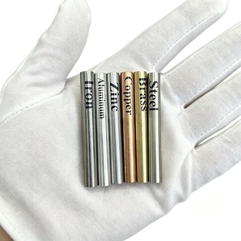 مجموعة عينة قضيب معدني بقطر 6 مم × طول 50 مم، 6 قطع متنوعة من الحديد والنحاس والألمنيوم والزنك والنحاس والأسطوانات الفولاذية لاختبار المعادن والاستخدام التعليمي والمشروعات اليدوية in Kuwait