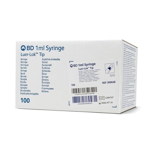حقنة BD Luer-Lok فقط، 1 مل، رقم 309628، (100 قطعة) in Kuwait