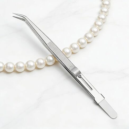 6 Inch Diamond Gemstone Tweezers with Locking Mechanism, Stainless Steel Fine Tipped Jewelry Making Tool for Secure Handling of Small Stones and Components in Kuwait