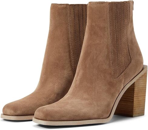 Sam Edelman Emalia Taupe Block Heel Pointed Toe Pull On Leather Ankle Boots in Saudi Arabia