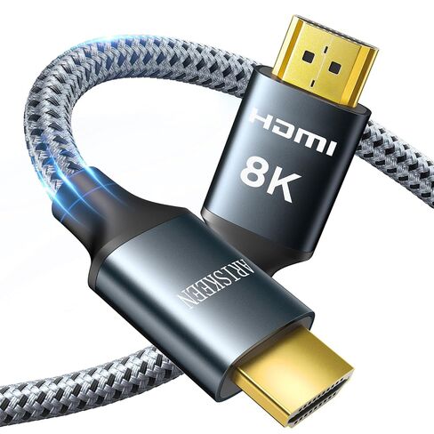 ARISKEEN 8K HDMI Cable 6FT 2-Pack, 48Gbps High Speed HDMI 2.1 Cable, 8K 60Hz, 4K 120Hz 144Hz Support for HDR 10, HDCP 2.2 2.3, eARC, DTS:X, Braided HDMI Cord Compatible with Laptop/HDTV - 6 Feet in Kuwait