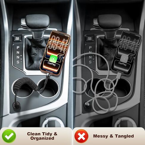 كابل شاحن USB C ملفوف لـ CarPlay [3 أقدام 2 حزمة]، كابل USB A إلى USB C، كابل شحن سريع متين من النوع C لهواتف iPhone 17/16/15/Pro/Pro Max، Galaxy S10/25، أجهزة Android (أسود) in Kuwait
