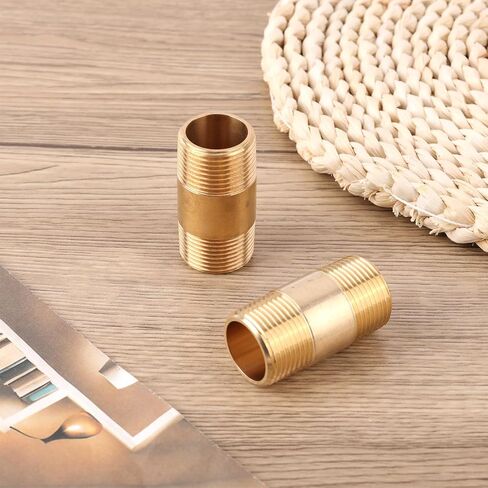 2pcs Brass Pipe Fitting, 3/4" NPT Male x 3/4" NPT Male Thread 50mm/2in Brass Long Nipple Connector Hose Adapter for Plumbing Gas Water Oil & Air Systems in Kuwait