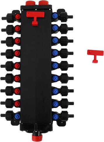 مشعب Pex 50143 متوافق مع Viega Manabloc، مشعب Pex لتوزيع Homerun مع صمامات، مجعد PEX مصنوع من خليط معدني من الرصاص صفر 1/2 بوصة مع 14 محول منفذ (8 بارد، 6 ساخن)، مناسب للتجعيد in Kuwait