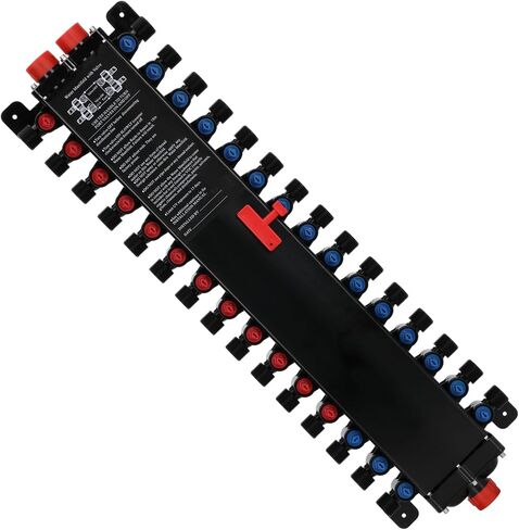 مشعب Pex 50143 متوافق مع Viega Manabloc، مشعب Pex لتوزيع Homerun مع صمامات، مجعد PEX مصنوع من خليط معدني من الرصاص صفر 1/2 بوصة مع 14 محول منفذ (8 بارد، 6 ساخن)، مناسب للتجعيد in Kuwait