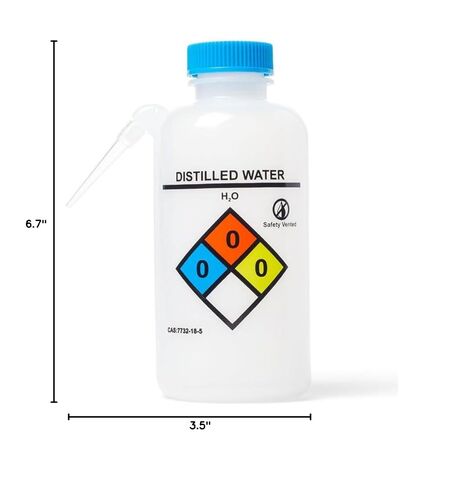 United Scientific™ UniSafe™ Leakproof Printed Distilled Water Wash Bottles, Unitary, LDPE, 500 mL | Pack of 6 in Kuwait