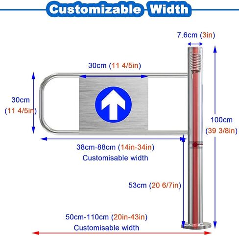 Automatic Swing Door - One-Way Entry & Exit Security Gate for Shops & Supermarkets, Customizable Metal Design, Half Waist Style,Right-W- 90cm (36in) in Kuwait