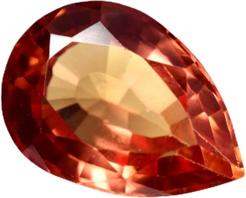 6.40 Ct Natural ORANGE Ceylon Sapphire Pear Unique Gemstone Ring Size CERTIFIED in Saudi Arabia