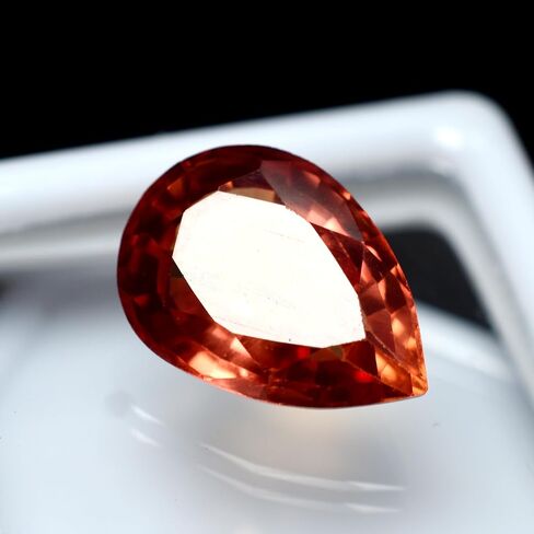 6.40 Ct Natural ORANGE Ceylon Sapphire Pear Unique Gemstone Ring Size CERTIFIED in Saudi Arabia