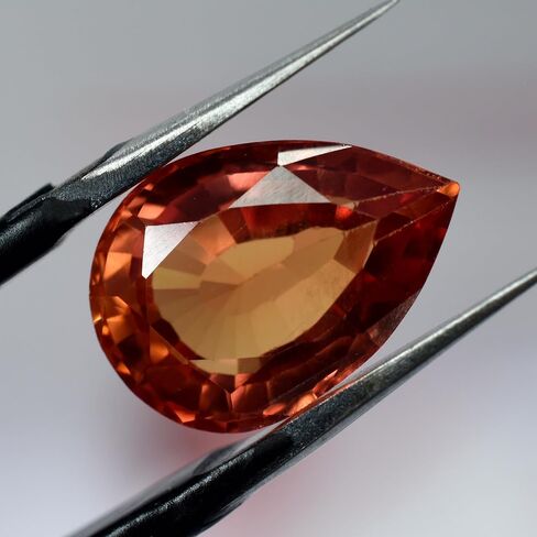 6.40 Ct Natural ORANGE Ceylon Sapphire Pear Unique Gemstone Ring Size CERTIFIED in Saudi Arabia