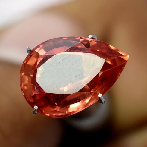 6.40 Ct Natural ORANGE Ceylon Sapphire Pear Unique Gemstone Ring Size CERTIFIED in Saudi Arabia