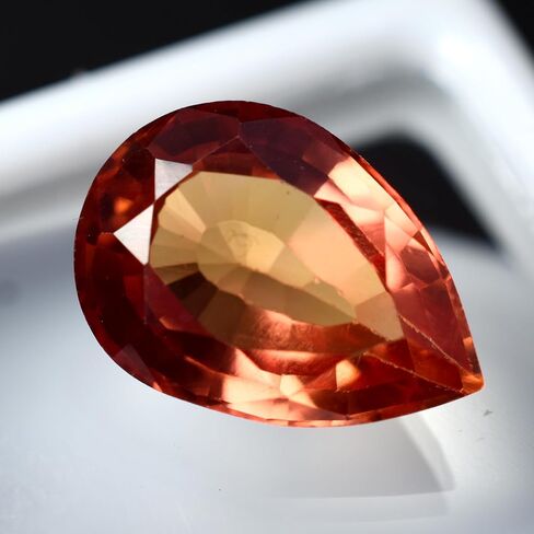 6.40 Ct Natural ORANGE Ceylon Sapphire Pear Unique Gemstone Ring Size CERTIFIED in Saudi Arabia