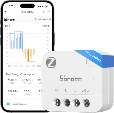 SONOFF MINI-ZB1GP، MINI PM، Zigbee 3.0، عداد الطاقة الذكي، Zigbee Hub مطلوب، محايد مطلوب، قياس الطاقة، متوافق مع مساعد المنزل، 16A in Kuwait