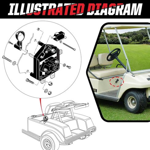 Club Car DS 48V Forward Reverse Switch with Handle, Golf Cart 48 Volt Forward and Reverse Switch for Club Car DS 1996-Up and Tempo 2018-Up, FWD REV Switch Assembly OEM# 101753005 1012987 in Kuwait