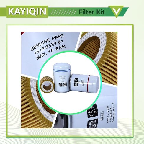 طقم فلتر 2901086501 متوافق مع KAYIQIN GX2/3/4/5 1622062301 فاصل الهواء/الزيت + 1513033701 فلتر الزيت + 1622065800 قطع غيار ضاغط الهواء لفلتر الهواء 2901-0865-01 in Kuwait
