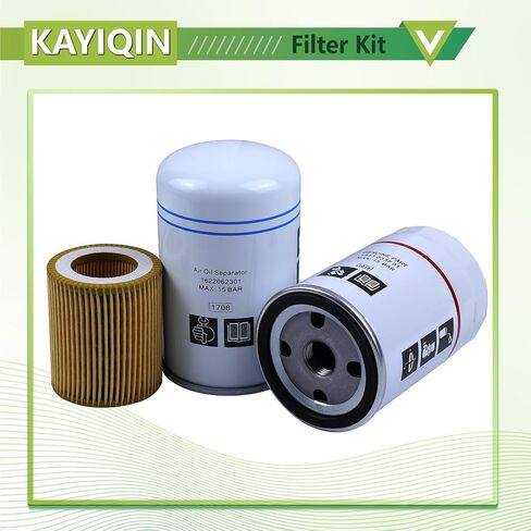 طقم فلتر 2901086501 متوافق مع KAYIQIN GX2/3/4/5 1622062301 فاصل الهواء/الزيت + 1513033701 فلتر الزيت + 1622065800 قطع غيار ضاغط الهواء لفلتر الهواء 2901-0865-01 in Kuwait