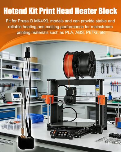 طقم كتلة سخان رأس الطباعة Hotend مناسب لطابعة Prusa I3 MK4/XL FDM ثلاثية الأبعاد 24 فولت 40 وات مجموعة طارد خرطوشة التسخين مع ملحقات فوهات نحاسية إضافية 0.2 مم 0.4 مم 0.6 مم in Kuwait