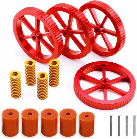 مجموعة ترقية Ender 3 Springs، 4 قطع من صواميل تسوية السرير المعدنية + 4 قطع من نوابض السرير الساخنة + 5 قطع من فواصل تثبيت السرير الصلبة من السيليكون لطابعة Ender 3/V2/Pro/Ender 3 S1/Pro/Plus/Ender 3 Neo/Max Neo ثلاثية الأبعاد. in Kuwait