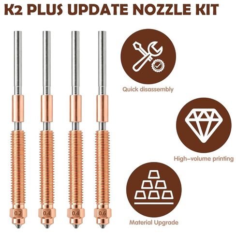 4 قطعة ملحقات الطابعة ثلاثية الأبعاد K2 Plus فوهة فولاذية مزدوجة معدنية متكاملة لسلسلة K2 Pro Combo استبدال أجزاء مجموعة المبادلة السريعة in Kuwait