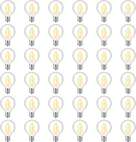 GvvooHome 36 حزمة G40 مصابيح LED بديلة، مقاومة للكسر 1 وات E12 LED لمبة للفناء الخارجي والحديقة مصابيح سلسلة عتيقة، 2200 كلفن أبيض دافئ، قابل للتعتيم in Kuwait