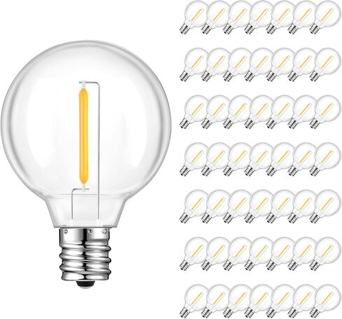GvvooHome 36 حزمة G40 مصابيح LED بديلة، مقاومة للكسر 1 وات E12 LED لمبة للفناء الخارجي والحديقة مصابيح سلسلة عتيقة، 2200 كلفن أبيض دافئ، قابل للتعتيم in Kuwait