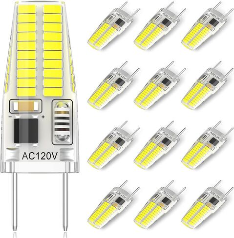 12-Pack G8 LED لمبة عكس الضوء، 120V 20W 25W T4 JCD نوع ثنائي دبوس استبدال الهالوجين لإضاءة عفريت تحت الخزانة، أبيض دافئ 3000K in Kuwait