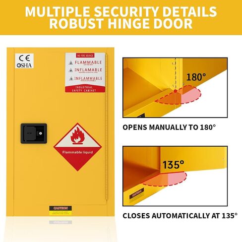 38"H × 28"D × 24"W Explosion Proof Flammable Storage Cabinet, Thick Fireproof Safety Cabinet with Adjustable Shelves and Locker, Galvanized Steel Safety Cabinet for Industrial and Commercial in Kuwait