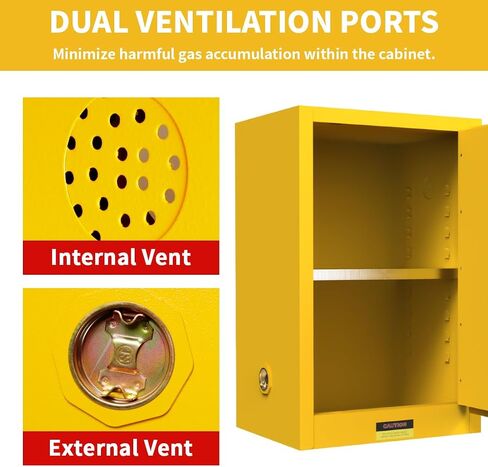 38"H × 28"D × 24"W Explosion Proof Flammable Storage Cabinet, Thick Fireproof Safety Cabinet with Adjustable Shelves and Locker, Galvanized Steel Safety Cabinet for Industrial and Commercial in Kuwait