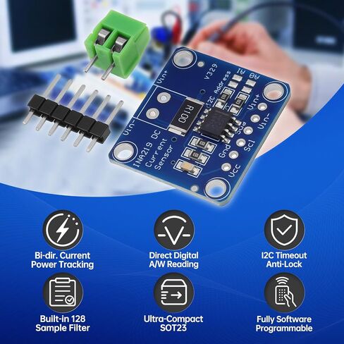 5PCS INA219 I2C Bi-Directional DC Current Sensor Module, 0-26V Bus Voltage Sensing 3V-5V Working Voltage Power Monitor Breakout Board with 40 pcs 10 cm Male to Female Connector Wires in Kuwait