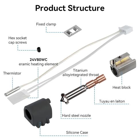ترقية Kobra 3 Max Hotend، استبدال الطارد المعدني بالكامل مع فوهات فولاذية صلبة سريعة التبديل 0.4/0.6/0.8 مم وغطاء سيليكون متوافق مع طابعة Anycubic Kobra 3 Max/Combo ثلاثية الأبعاد in Kuwait