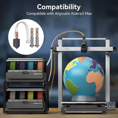 ترقية Kobra 3 Max Hotend، استبدال الطارد المعدني بالكامل مع فوهات فولاذية صلبة سريعة التبديل 0.4/0.6/0.8 مم وغطاء سيليكون متوافق مع طابعة Anycubic Kobra 3 Max/Combo ثلاثية الأبعاد in Kuwait
