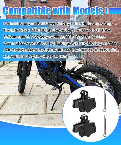 زوجان من قطع غيار وسادات الفرامل تناسب Rad Power RadCity 5 Plus/RadRover 6 Plus، Lectric XP Trike / 3.0/4، Vanmoof S5/A5، MoonCool TK1، مستوى SRAM/AVID Elixir، SWFT Zip/BMX in Kuwait