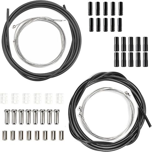 Bike Brake Cable Kit, Bicycle Brake Cable Kit, Universal Bike Shifter Cable, Bike Brake Wire Set with Bike Cable End Caps, O-Rings and Copper Sleeves, Bicycle Cable Housing Kit for Mountain Road Bike in Kuwait