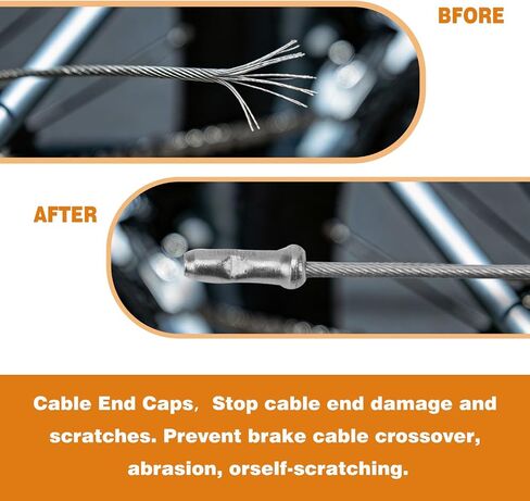 Bike Brake Cable Kit, Bicycle Brake Cable Kit, Universal Bike Shifter Cable, Bike Brake Wire Set with Bike Cable End Caps, O-Rings and Copper Sleeves, Bicycle Cable Housing Kit for Mountain Road Bike in Kuwait