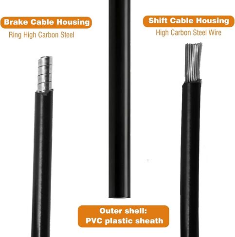 Bike Brake Cable Kit, Bicycle Brake Cable Kit, Universal Bike Shifter Cable, Bike Brake Wire Set with Bike Cable End Caps, O-Rings and Copper Sleeves, Bicycle Cable Housing Kit for Mountain Road Bike in Kuwait