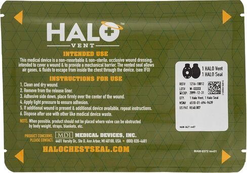 مجموعة Halo Chest Seal and Vent Combo، ضمادات انسدادية عالية الأداء لجروح الصدمات، حزمة IFAK in Kuwait
