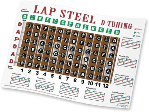 Lap Steel D Tuning Guitar Fretboard Note & Rolls Chart - للمبتدئين والمتوسطين، ملصق تعليمي سهل الحبال موسيقى أغنية جديدة 11 بوصة × 17 بوصة in Kuwait