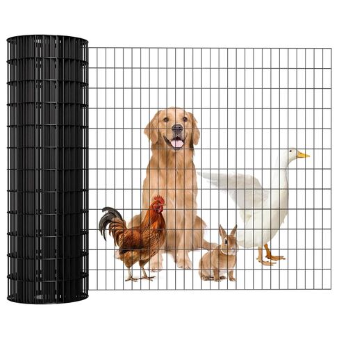 Welded Wire Fence 48inx50ft, 16GA, Mesh Size 2" x 3" Black Hardware Cloth, Chicken Wire Fence, PVC Coated Garden Border Fencing, Vinyl Coating Metal Wire Mesh for Yard, Dog Vegetable, Plant in Kuwait