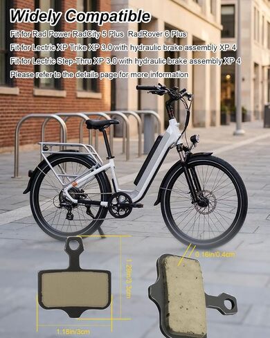 وسادة فرامل الدراجة الكهربائية تناسب Rad Power RadCity 5 Plus RadRover 6 Plus، متوافقة مع Lectric XP Trike XP 3.0 مع مجموعة الفرامل الهيدروليكية XP 4 Vanmoof S5/A5، لون أسود، زوجان in Kuwait