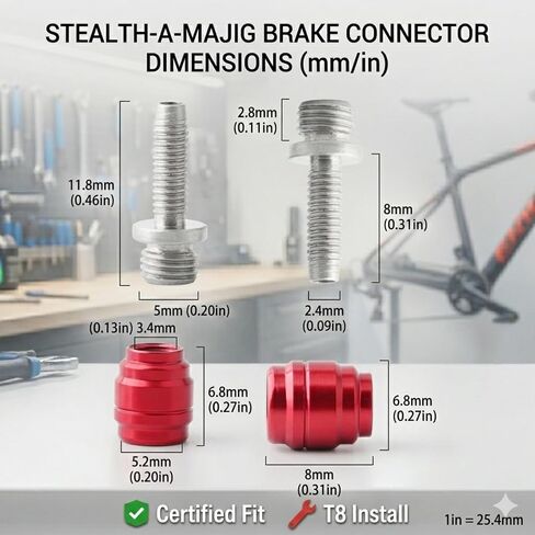 10 مجموعات زيتون الفرامل الهيدروليكية ومجموعة إدراج لـ SRAM Avid Stealth-a-majig - موصل تثبيت سريع لخرطوم 5 مم - زيتون ألومنيوم أحمر وإبر فولاذية مع مفتاح T8 in Kuwait